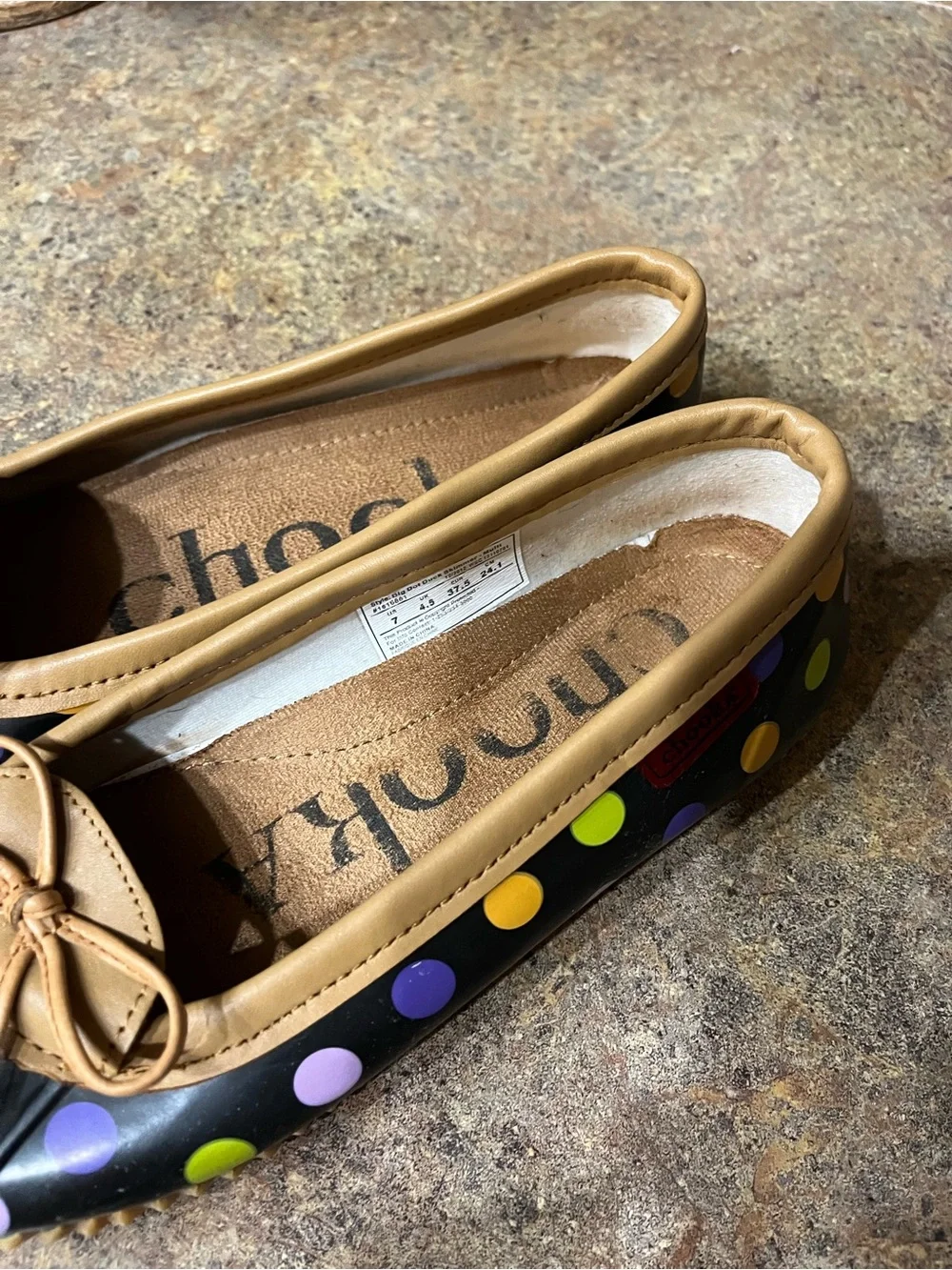 Chooka Big Dot Duck Skimmer Multi Women’s 7 Waterproof Polka Dot Ballet Flats
